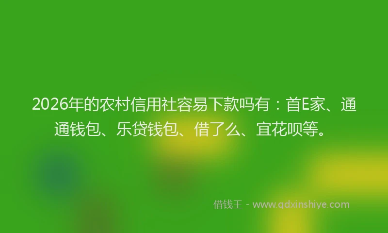 2026年的农村信用社容易下款吗有：首E家、通通钱包、乐贷钱包、借了么、宜花呗等。
