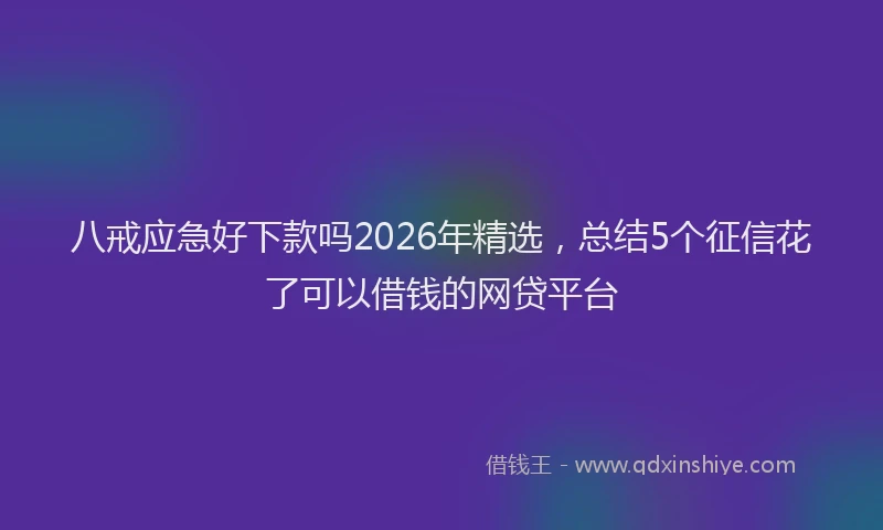 八戒应急好下款吗2026年精选，总结5个征信花了可以借钱的网贷平台