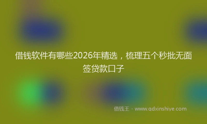 借钱软件有哪些2026年精选，梳理五个秒批无面签贷款口子