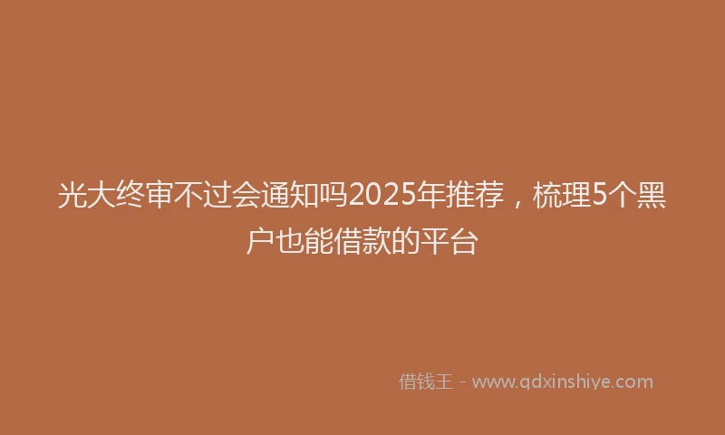 光大终审不过会通知吗2025年推荐，梳理5个黑户也能借款的平台