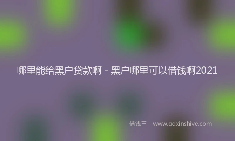 哪里能给黑户贷款啊 - 黑户哪里可以借钱啊2021