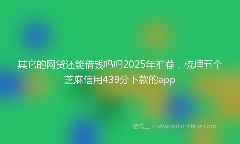 其它的网贷还能借钱吗吗2025年推荐，梳理五个芝麻信用439分下款的app