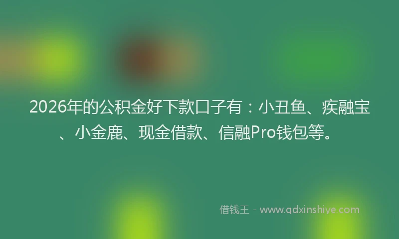 2026年的公积金好下款口子有：小丑鱼、疾融宝、小金鹿、现金借款、信融Pro钱包等。