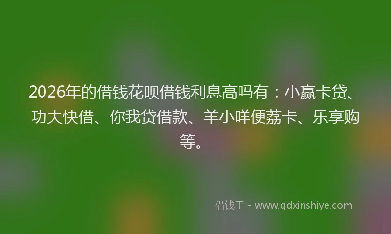 2026年的借钱花呗借钱利息高吗有：小赢卡贷、功夫快借、你我贷借款、羊小咩便荔卡、乐享购等。