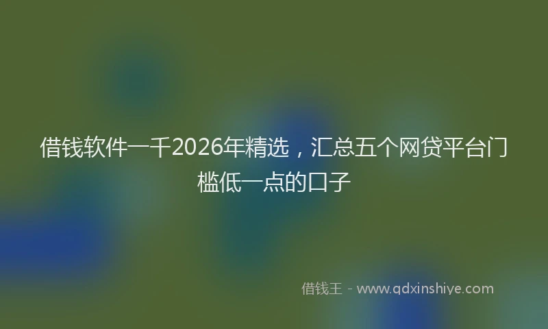 借钱软件一千2026年精选，汇总五个网贷平台门槛低一点的口子