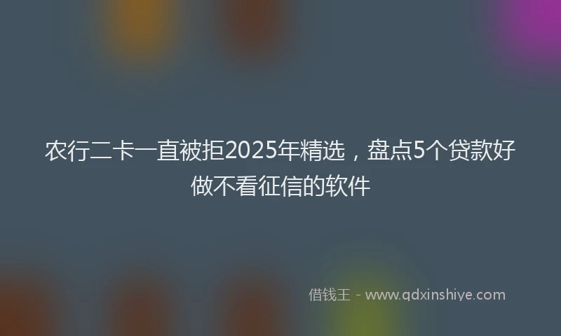 农行二卡一直被拒2025年精选，盘点5个贷款好做不看征信的软件
