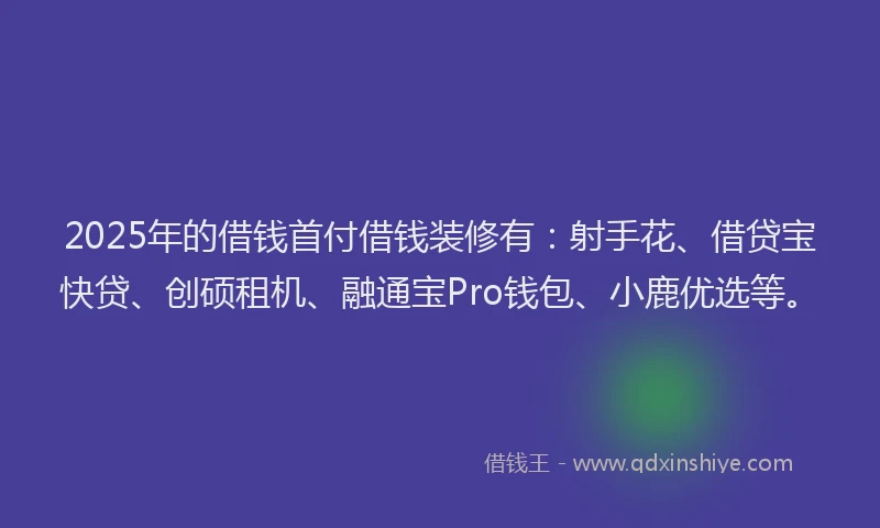 2025年的借钱首付借钱装修有：射手花、借贷宝快贷、创硕租机、融通宝Pro钱包、小鹿优选等。