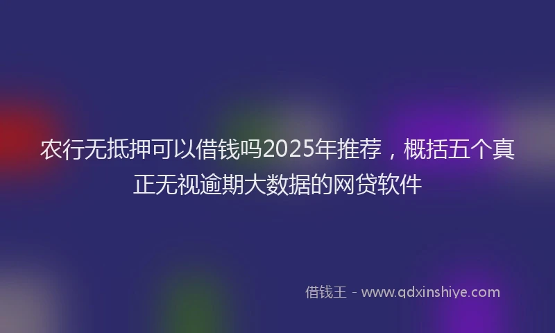 农行无抵押可以借钱吗2025年推荐，概括五个真正无视逾期大数据的网贷软件