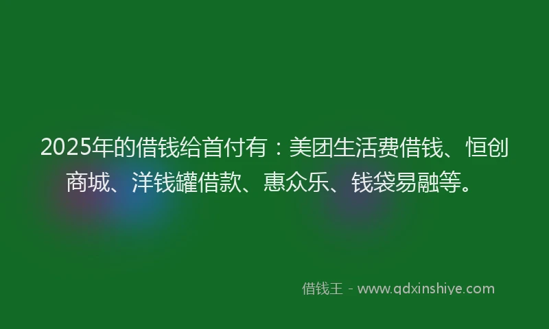 2025年的借钱给首付有：美团生活费借钱、恒创商城、洋钱罐借款、惠众乐、钱袋易融等。