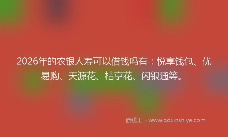 2026年的农银人寿可以借钱吗有：悦享钱包、优易购、天源花、桔享花、闪银通等。