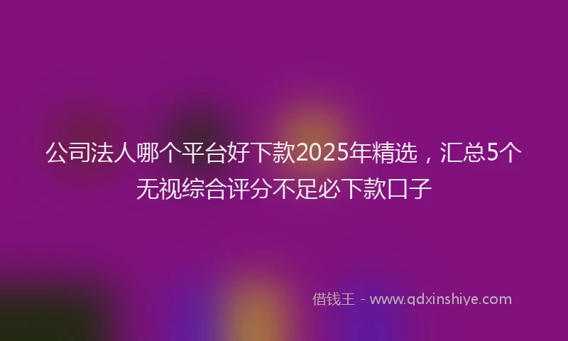 公司法人哪个平台好下款2025年精选，汇总5个无视综合评分不足必下款口子