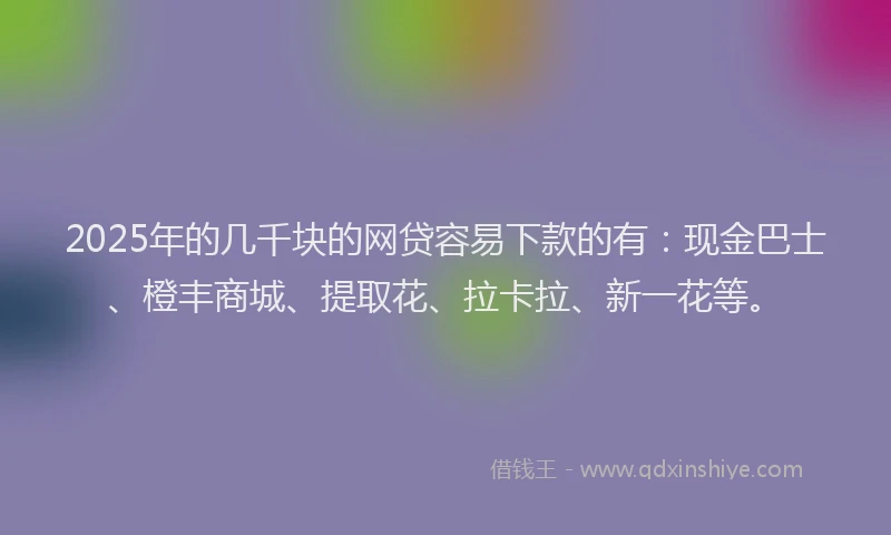 2025年的几千块的网贷容易下款的有：现金巴士、橙丰商城、提取花、拉卡拉、新一花等。