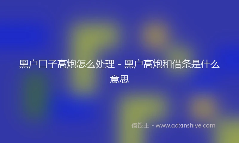 黑户口子高炮怎么处理 - 黑户高炮和借条是什么意思