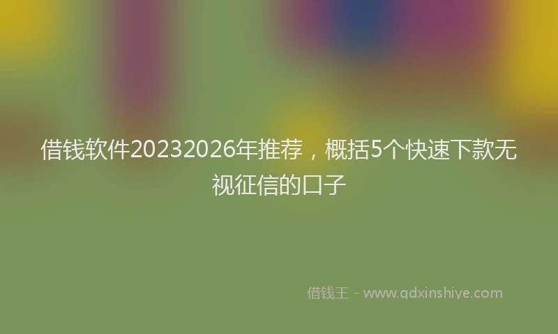 借钱软件20232026年推荐,概括5个快速下款无视征信的口子