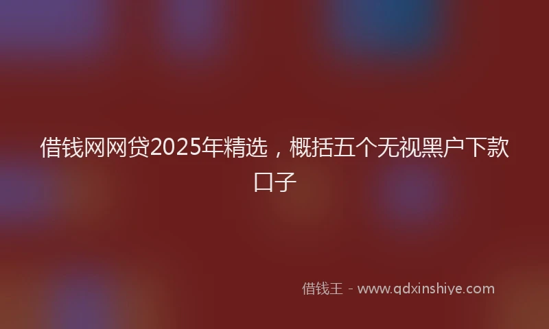 借钱网网贷2025年精选，概括五个无视黑户下款口子