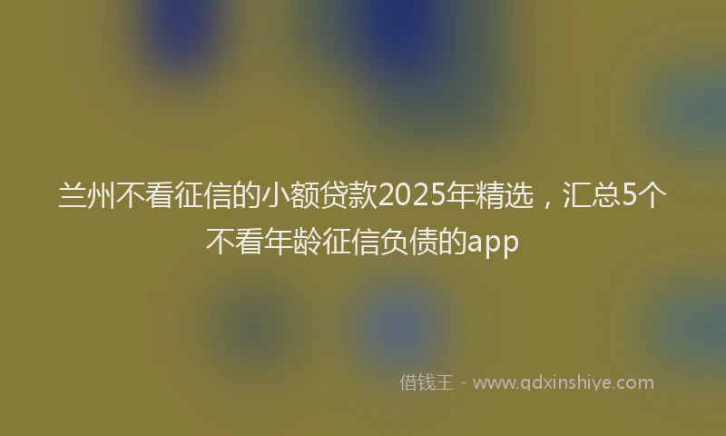 兰州不看征信的小额贷款2025年精选，汇总5个不看年龄征信负债的app