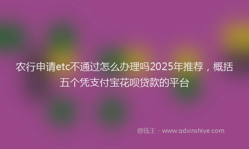 农行申请etc不通过怎么办理吗2025年推荐，概括五个凭支付宝花呗贷款的平台