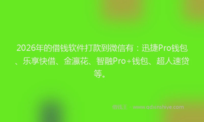 2026年的借钱软件打款到微信有：迅捷Pro钱包、乐享快借、金瀛花、智融Pro+钱包、超人速贷等。