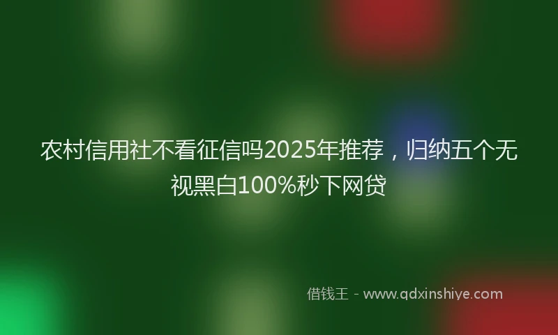 农村信用社不看征信吗2025年推荐，归纳五个无视黑白100%秒下网贷