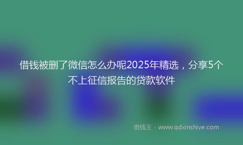 借钱被删了微信怎么办呢2025年精选，分享5个不上征信报告的贷款软件