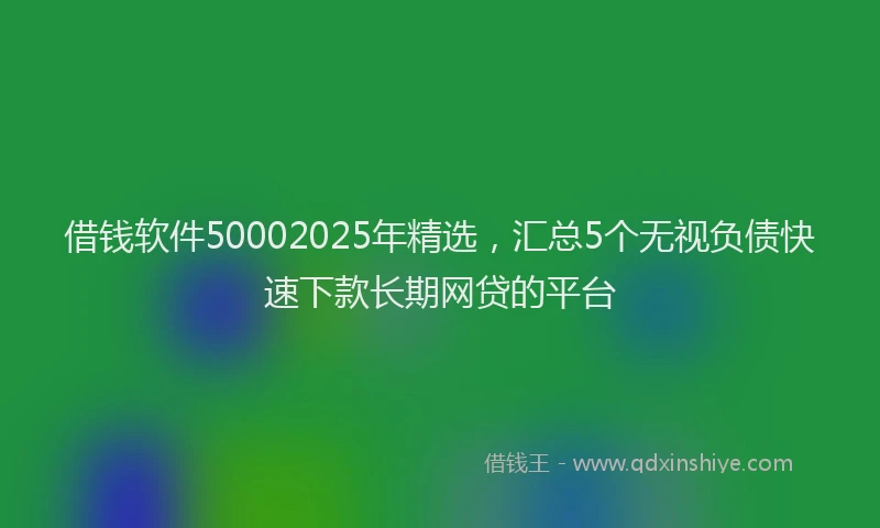 借钱软件50002025年精选，汇总5个无视负债快速下款长期网贷的平台