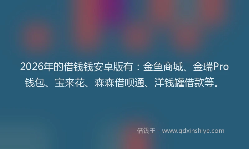 2026年的借钱钱安卓版有:金鱼商城、金瑞Pro钱包、宝来花、森森借呗通、洋钱罐借款等。