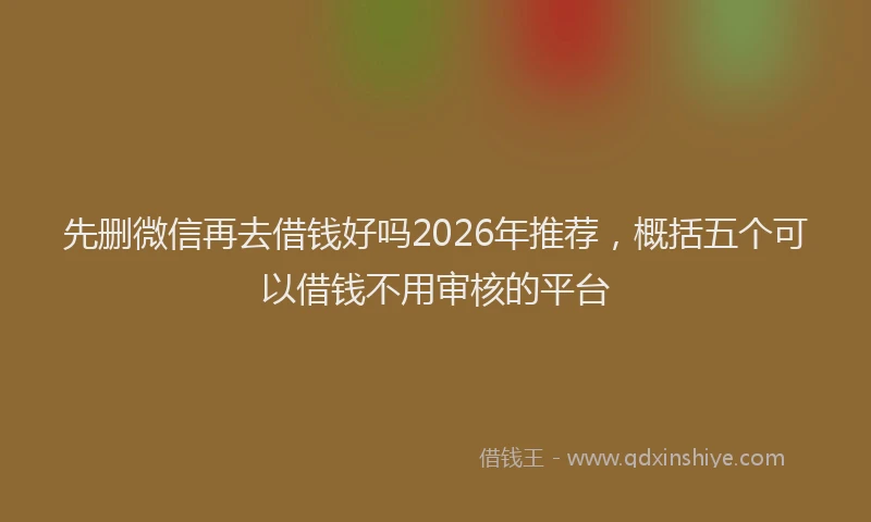 先删微信再去借钱好吗2026年推荐，概括五个可以借钱不用审核的平台
