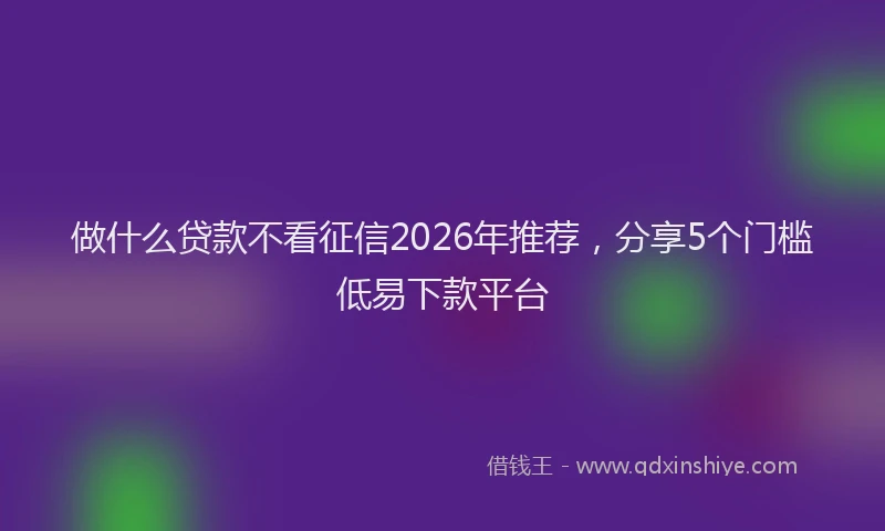 做什么贷款不看征信2026年推荐,分享5个门槛低易下款平台