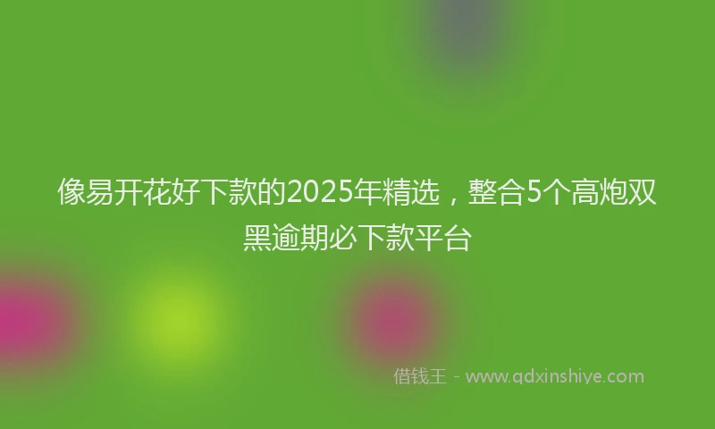 像易开花好下款的2025年精选,整合5个高炮双黑逾期必下款平台
