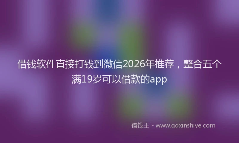 借钱软件直接打钱到微信2026年推荐，整合五个满19岁可以借款的app