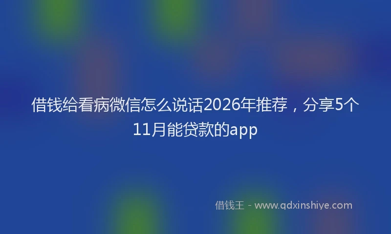 借钱给看病微信怎么说话2026年推荐，分享5个11月能贷款的app