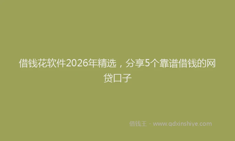 借钱花软件2026年精选,分享5个靠谱借钱的网贷口子