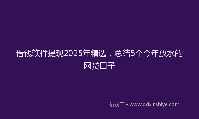借钱软件提现2025年精选，总结5个今年放水的网贷口子