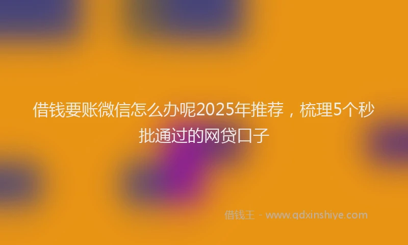 借钱要账微信怎么办呢2025年推荐，梳理5个秒批通过的网贷口子