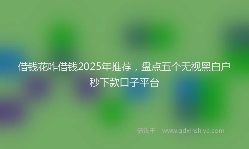 借钱花咋借钱2025年推荐，盘点五个无视黑白户秒下款口子平台
