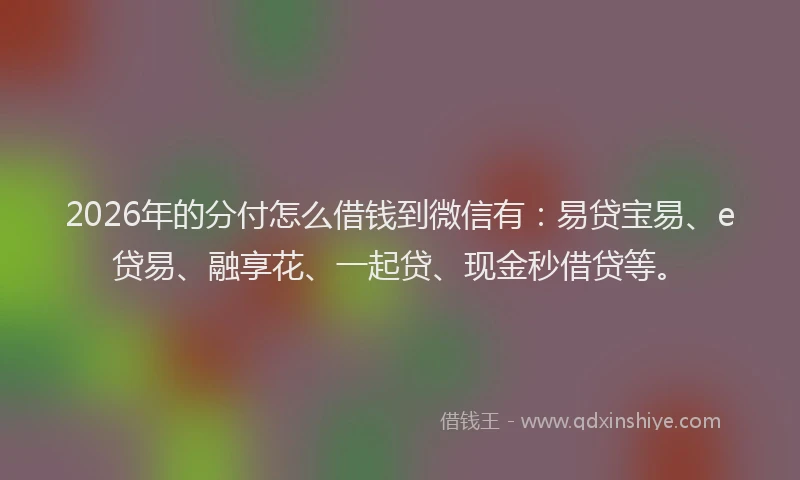 2026年的分付怎么借钱到微信有：易贷宝易、e贷易、融享花、一起贷、现金秒借贷等。