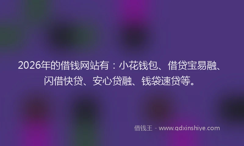 2026年的借钱网站有：小花钱包、借贷宝易融、闪借快贷、安心贷融、钱袋速贷等。