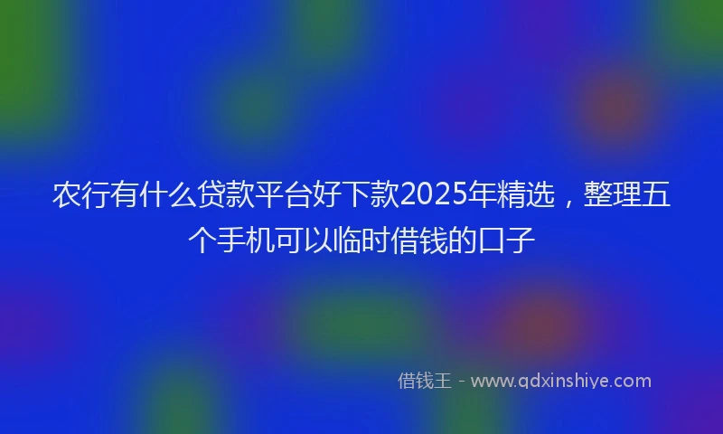 农行有什么贷款平台好下款2025年精选，整理五个手机可以临时借钱的口子