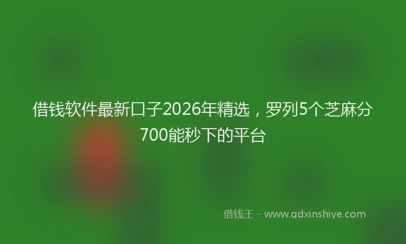 借钱软件最新口子2026年精选，罗列5个芝麻分700能秒下的平台