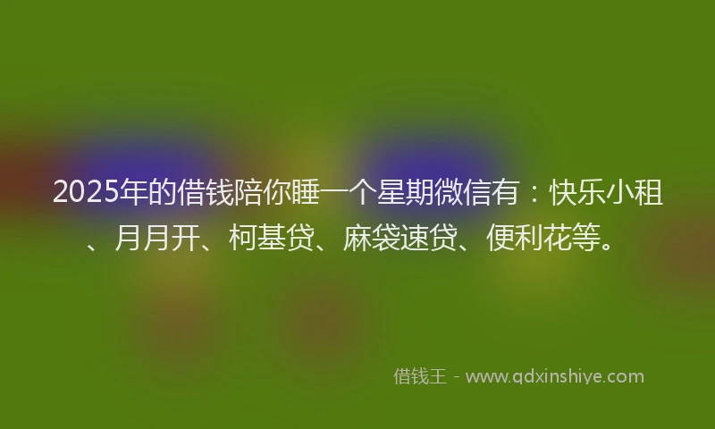 2025年的借钱陪你睡一个星期微信有:快乐小租、月月开、柯基贷、麻袋速贷、便利花等。