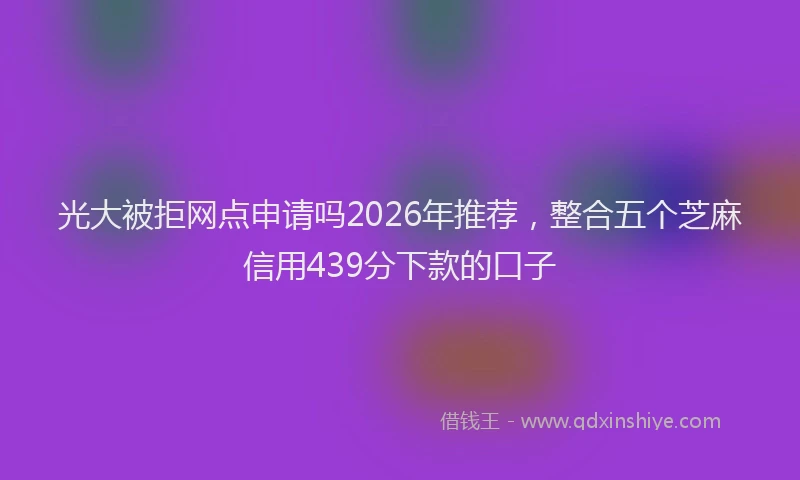光大被拒网点申请吗2026年推荐，整合五个芝麻信用439分下款的口子