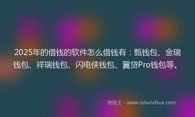 2025年的借钱的软件怎么借钱有：甄钱包、金瑞钱包、祥瑞钱包、闪电侠钱包、翼贷Pro钱包等。