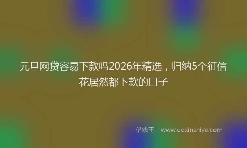 元旦网贷容易下款吗2026年精选，归纳5个征信花居然都下款的口子