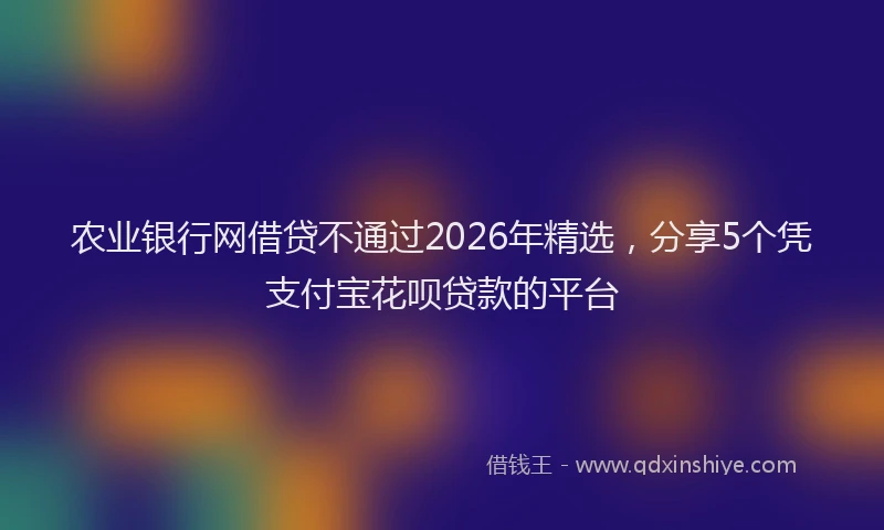 农业银行网借贷不通过2026年精选，分享5个凭支付宝花呗贷款的平台