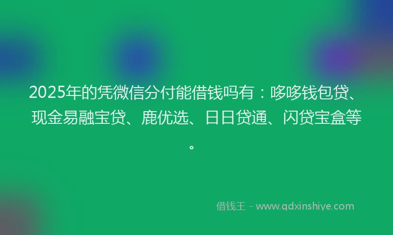 2025年的凭微信分付能借钱吗有：哆哆钱包贷、现金易融宝贷、鹿优选、日日贷通、闪贷宝盒等。