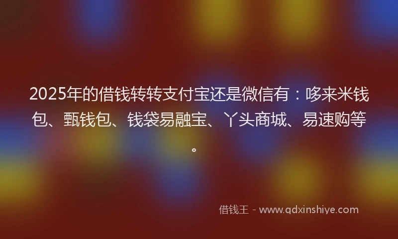 2025年的借钱转转支付宝还是微信有：哆来米钱包、甄钱包、钱袋易融宝、丫头商城、易速购等。