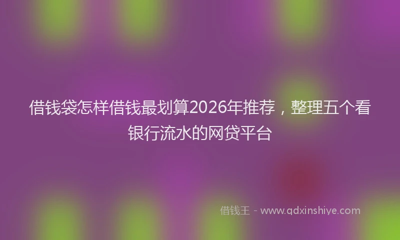 借钱袋怎样借钱最划算2026年推荐,整理五个看银行流水的网贷平台