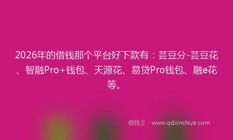 2026年的借钱那个平台好下款有：芸豆分-芸豆花、智融Pro+钱包、天源花、易贷Pro钱包、融e花等。