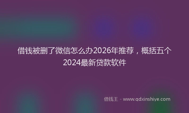 借钱被删了微信怎么办2026年推荐，概括五个2024最新贷款软件
