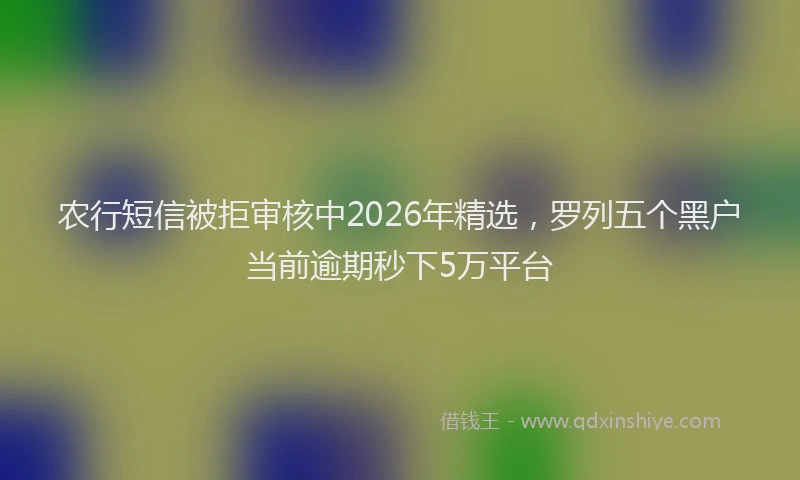 农行短信被拒审核中2026年精选，罗列五个黑户当前逾期秒下5万平台